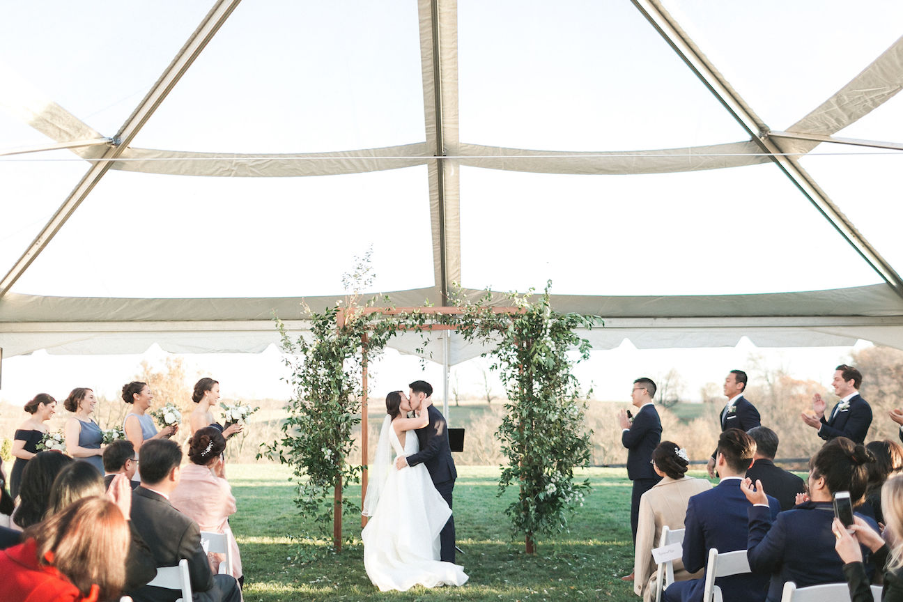 clear tent wedding ceremony at Shadow Creek