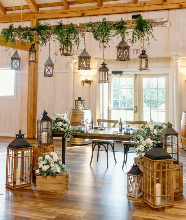 sweetheart table with greenery