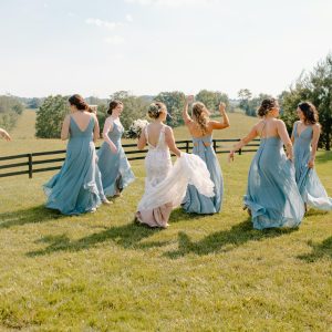 blue bridesmaids gowns
