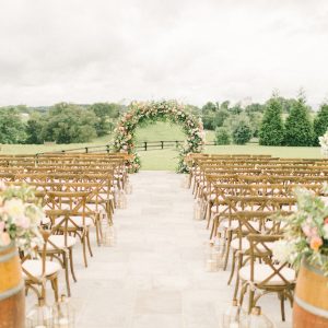 peach wedding ceremony arch