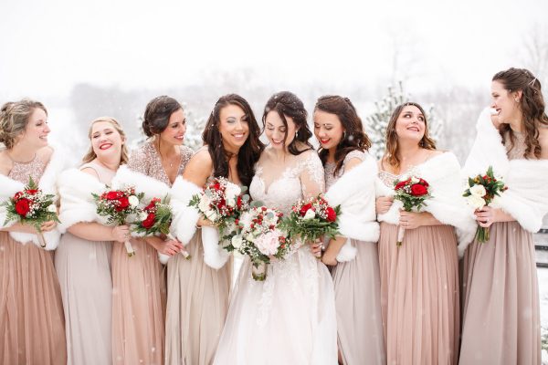 winter bridesmaids gowns